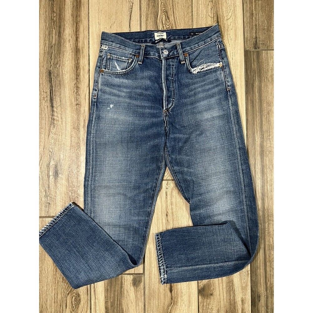 Citizens Of Humanity Button Fly Liya Crop Jeans Women's Size 24 Blue Denim